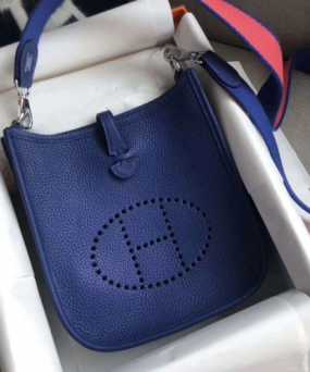 에르메스 미니 에블린16 블루 은장 토고가죽